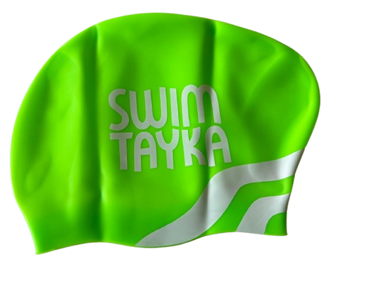 SwimTayka XL Long Hair Silicone Swim Cap (Neon Green)